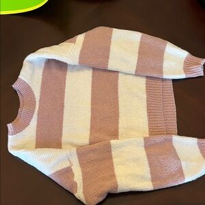 Hollister Women's Striped Sweater - Pink and Cream